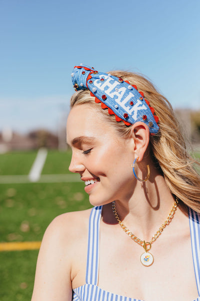 Kansas Adult Size ROCK CHALK Cross Stitch Headband