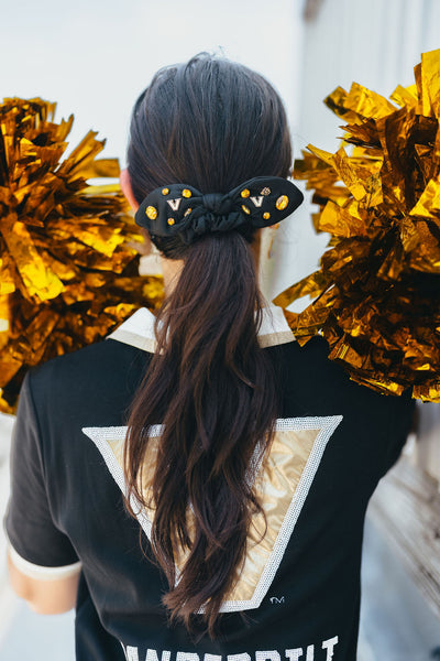 Vanderbilt Black Logo Bow Scrunchie