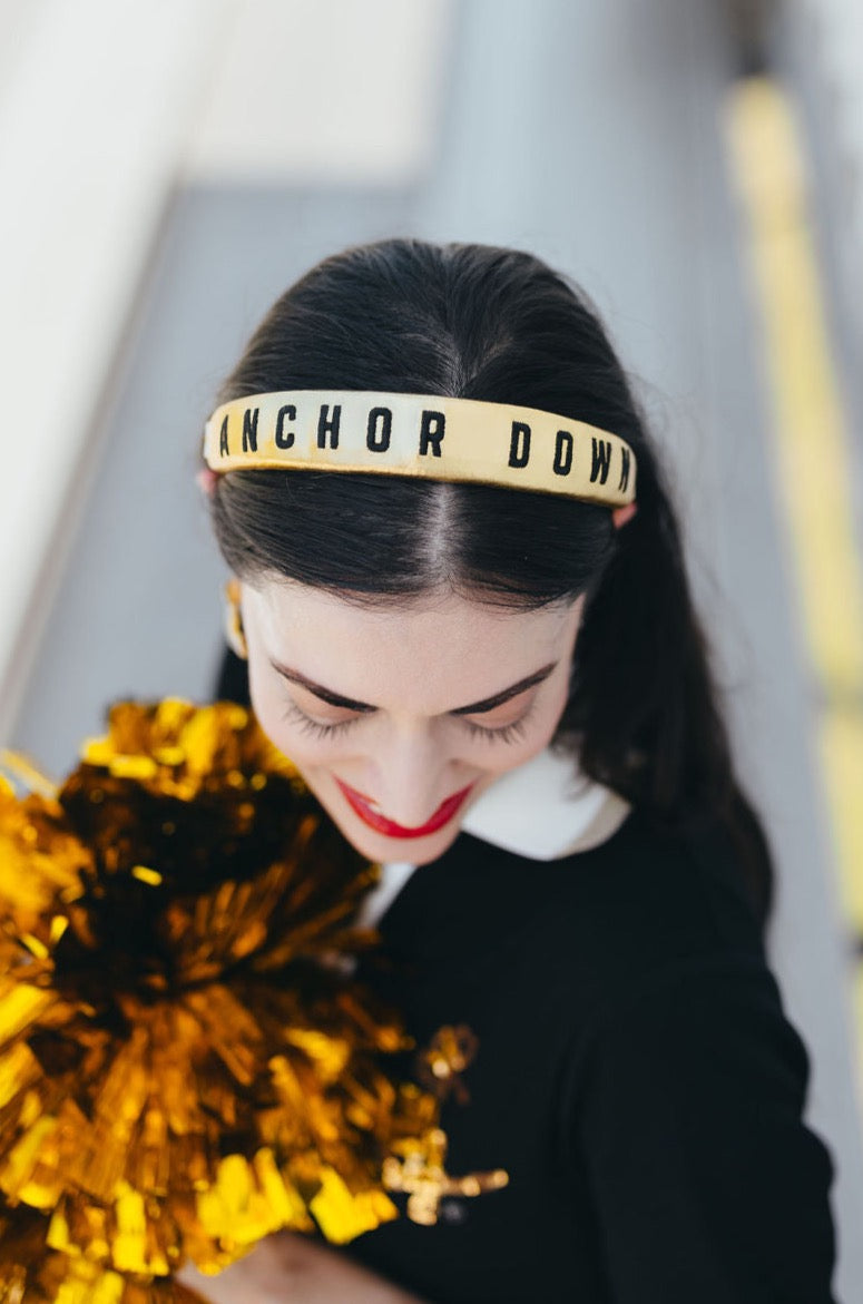 Vanderbilt Gold Thin Embroidered Headband