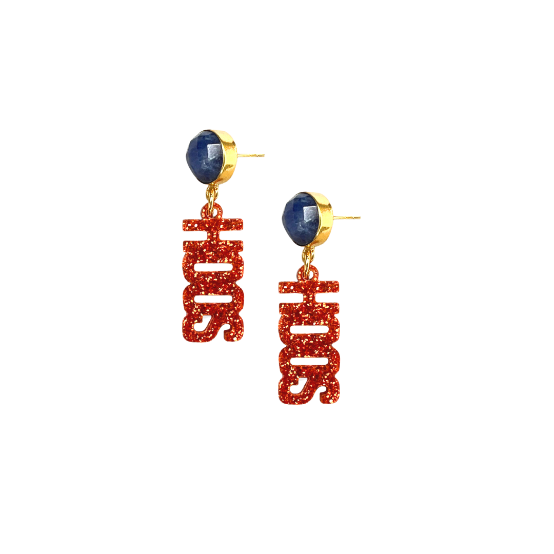 Virginia Mini Orange Glitter HOOS Earrings