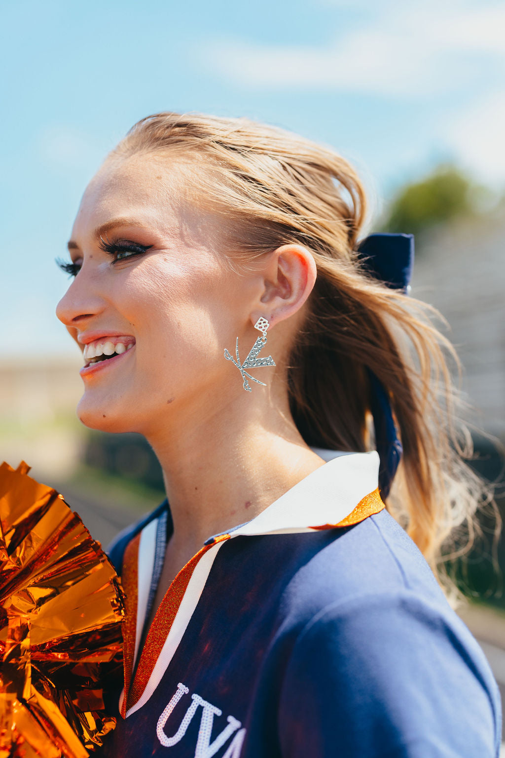 Virginia Silver Logo Earring with BC Logo