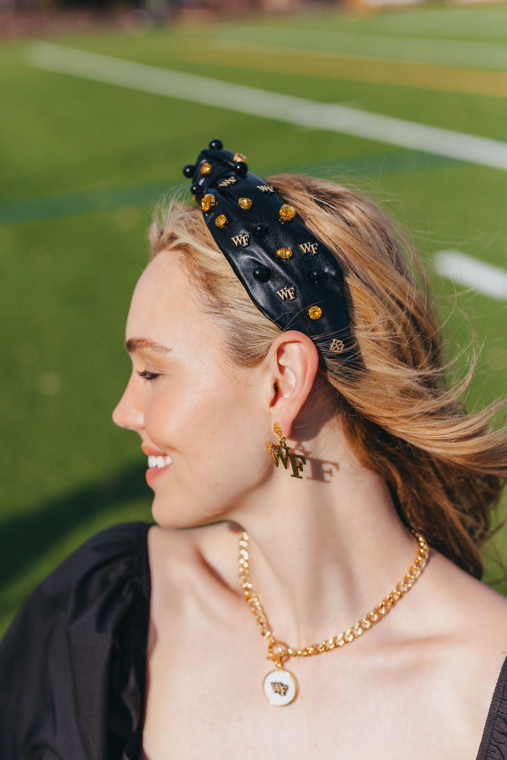 Wake Forest Gold Logo Earring with BC Logo