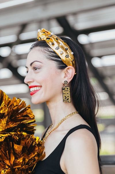 Wake Forest Gold Glitter & Black WAKE FOREST Earring