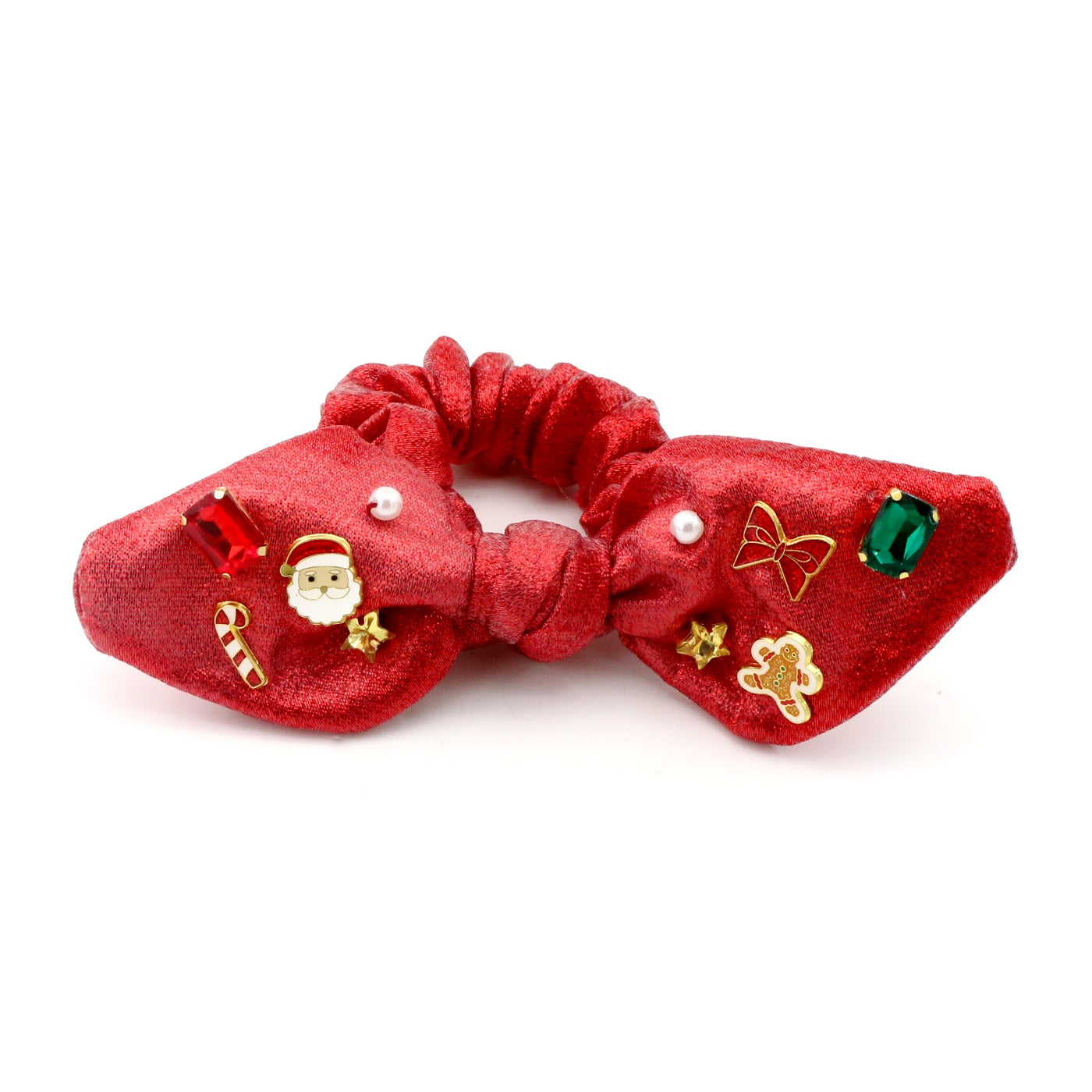 Red Shimmer Christmas Bow Scrunchie