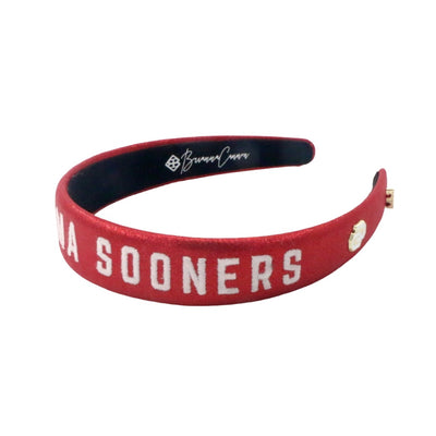 Oklahoma Crimson Thin Embroidered Headband