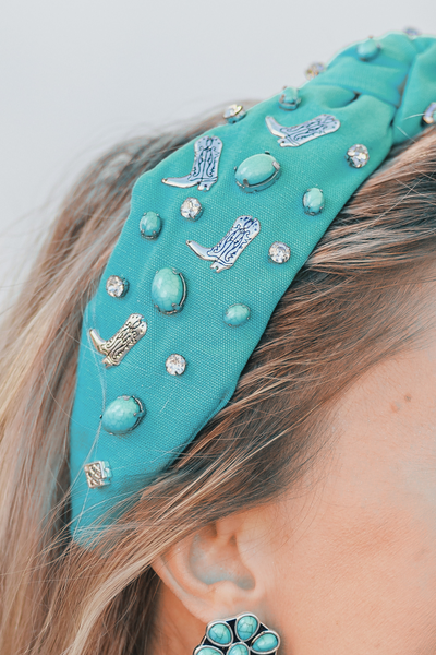 Let's Go Girls Turquoise Boot Headband