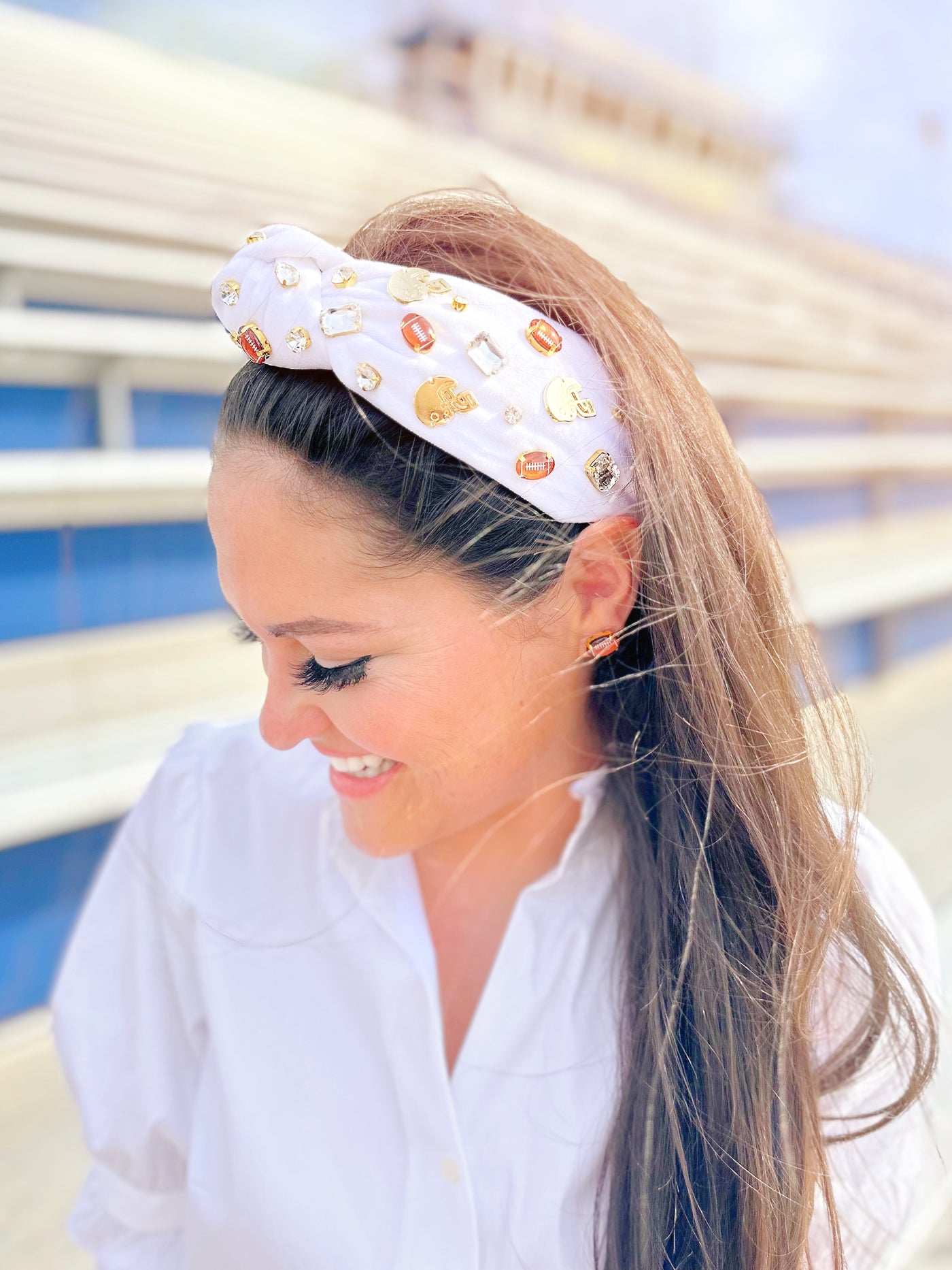 Fan Gear Football Headband in White