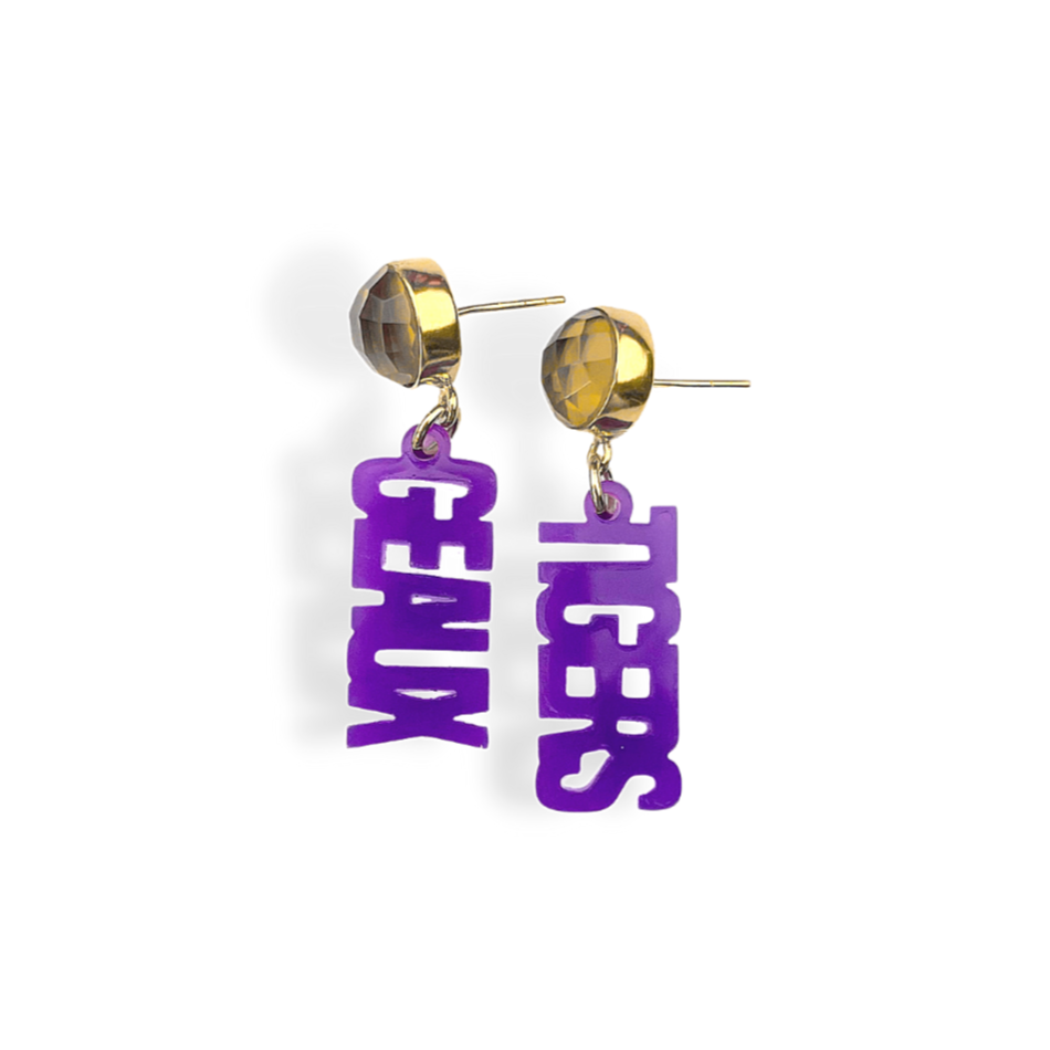 LSU Mini Purple GEAUX TIGERS Earrings