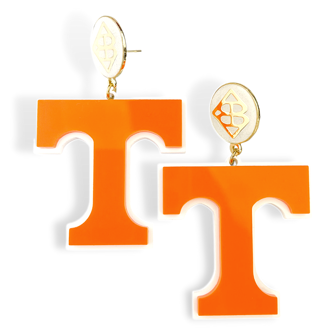 University of Tennessee Orange and White Power T Earrings