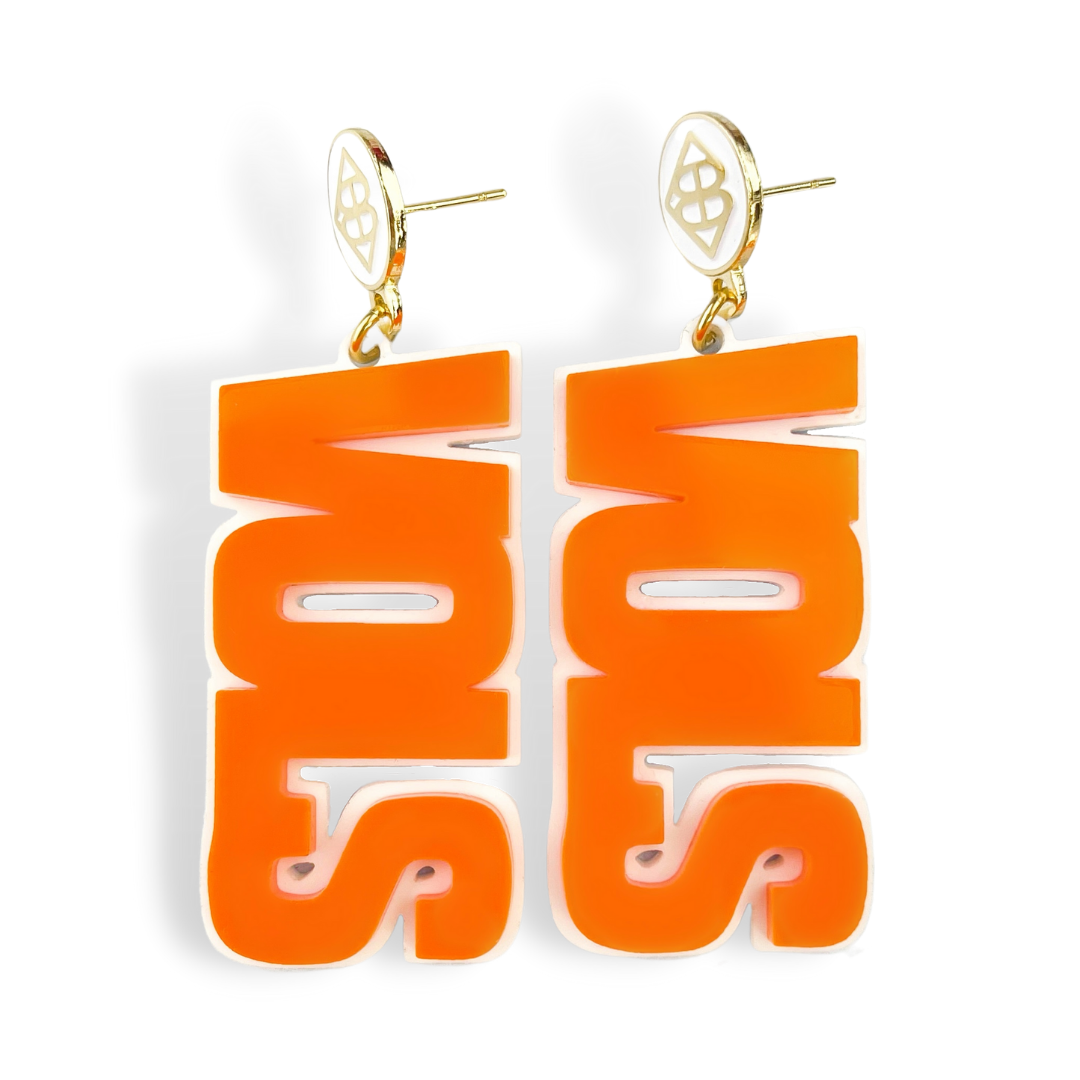 University of Tennessee Orange and White VOLS Earrings