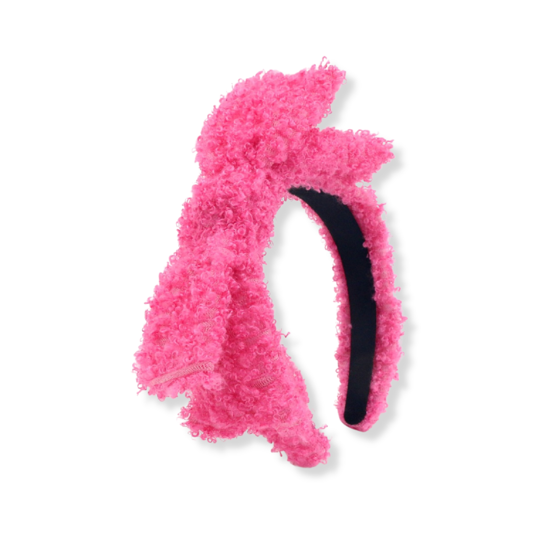 Child Size Hot Pink Boucle Side Bow Headband