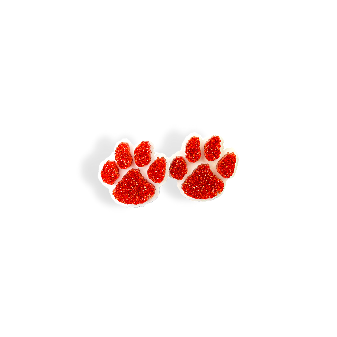 Clemson Orange Glitter Paw Studs