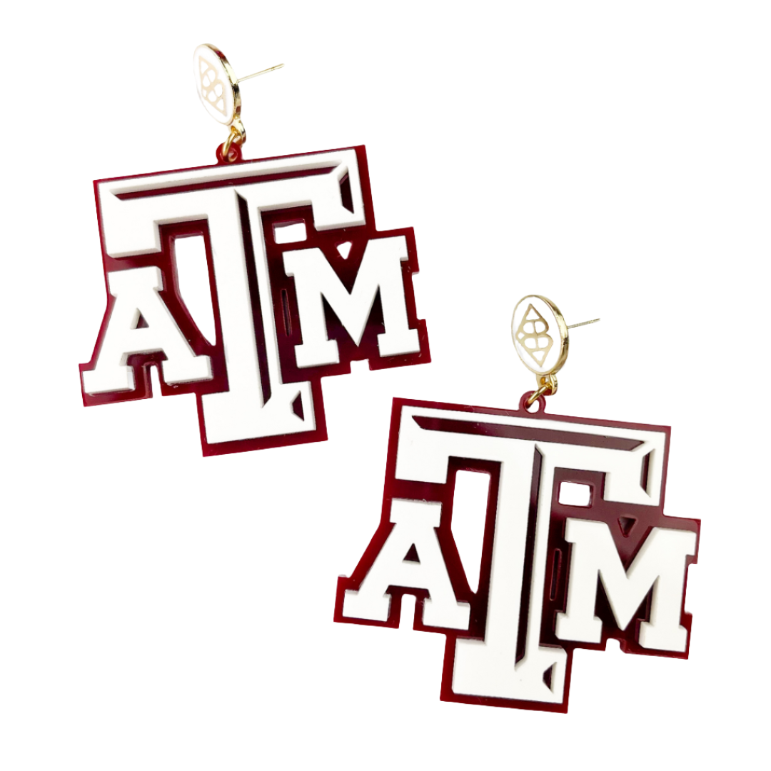 Texas A&M White and Maroon Logo Earrings