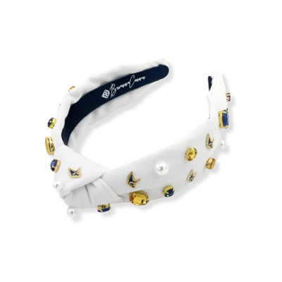 Child Size White PCA Logo Headband With Pearls and Crystals