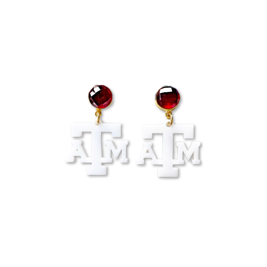 Texas A&M Mini White A&M Earrings