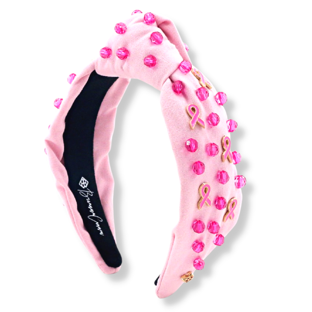 Breast Cancer Awareness Headband with Pink Stones and Charms