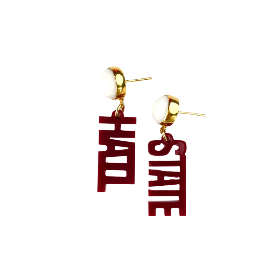 Mississippi State Mini Maroon HAIL STATE Earrings