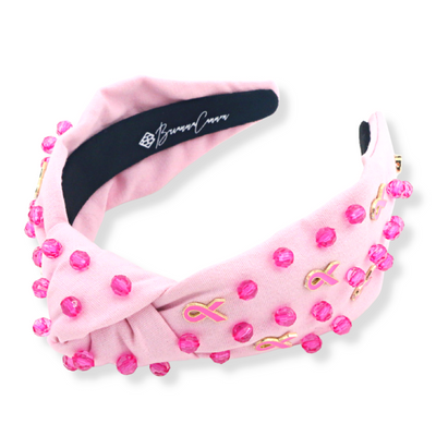 Breast Cancer Awareness Headband with Pink Stones and Charms