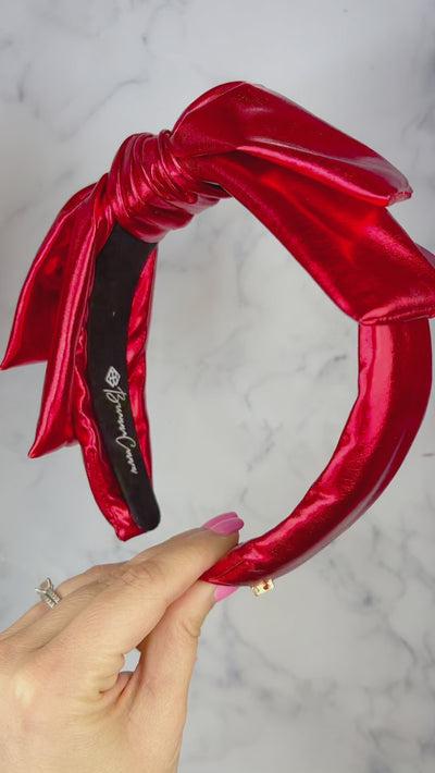 Red Metallic Side Bow Headband