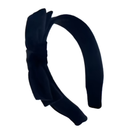 Thin Black Velvet Side Bow Headband