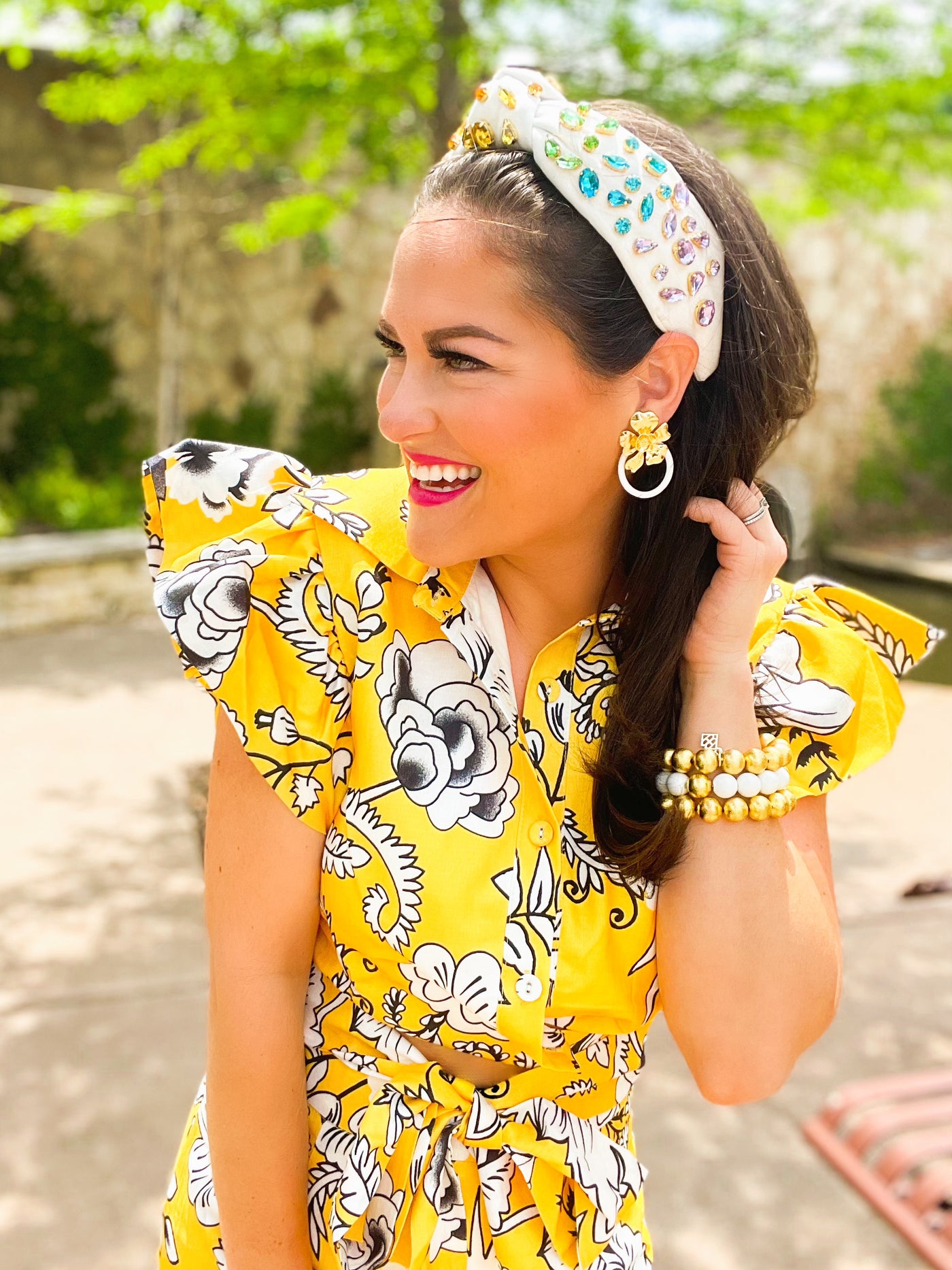 Gold Flower Earrings with 3 Interchangeable Hoops