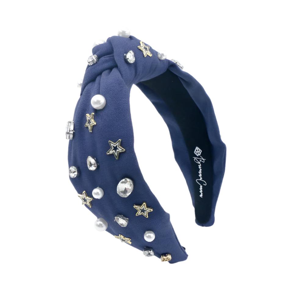 Navy and Silver Stars Headband