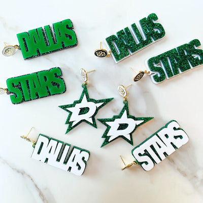 Dallas Stars - White DALLAS STARS over Green Glitter with Green Logo Top