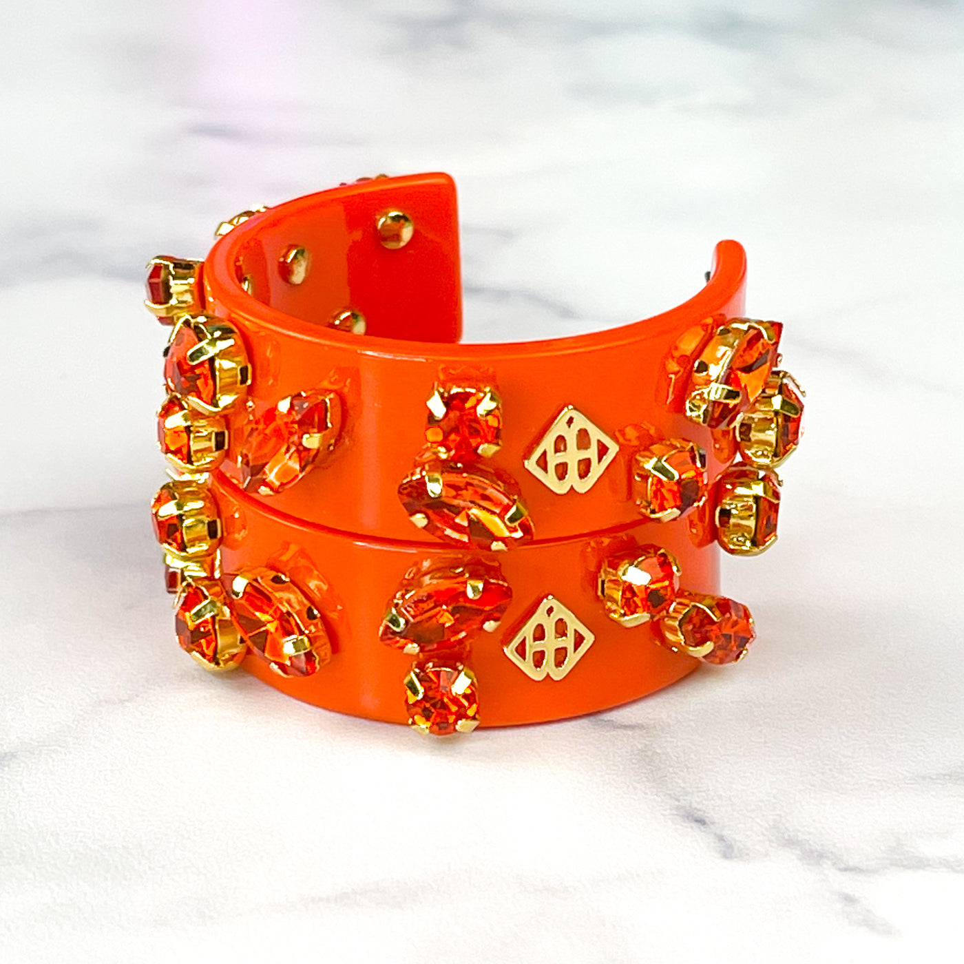 Orange Resin Hoops with Orange Crystals