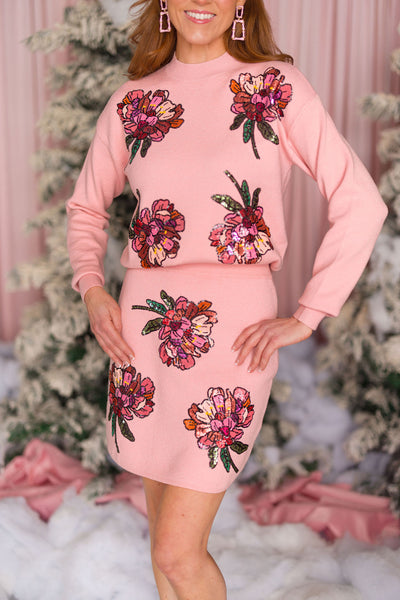 Blushing Pink Floral Sweater