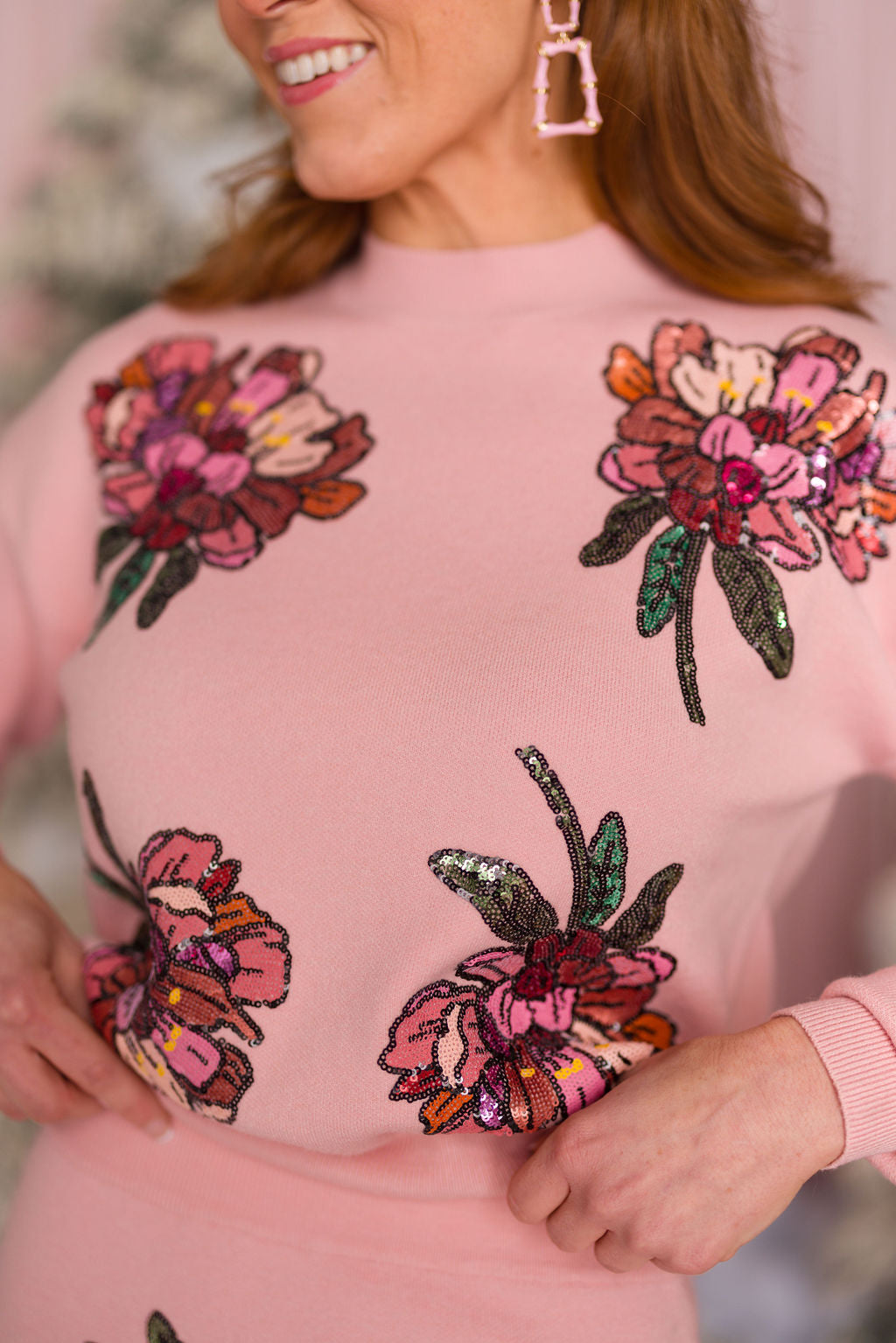 Blushing Pink Floral Sweater