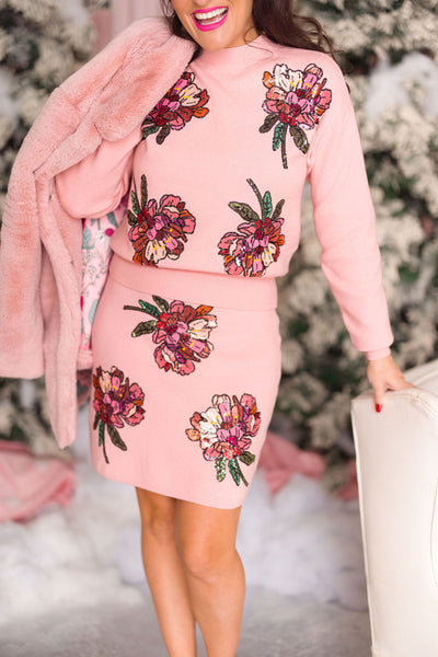 Blushing Pink Floral Sweater