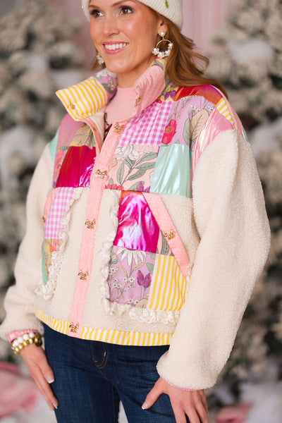 Pretty Patchwork Sherpa Jacket