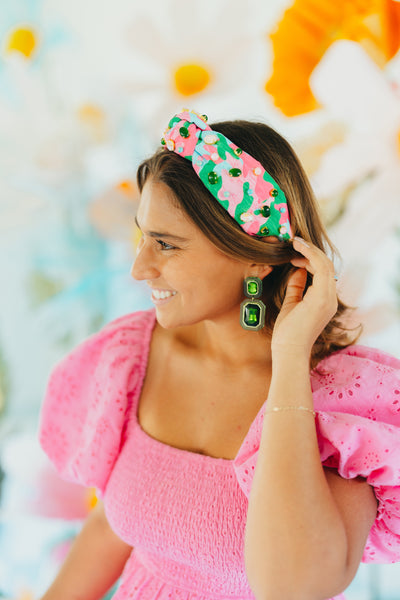 Green Crystal Drop Earrings