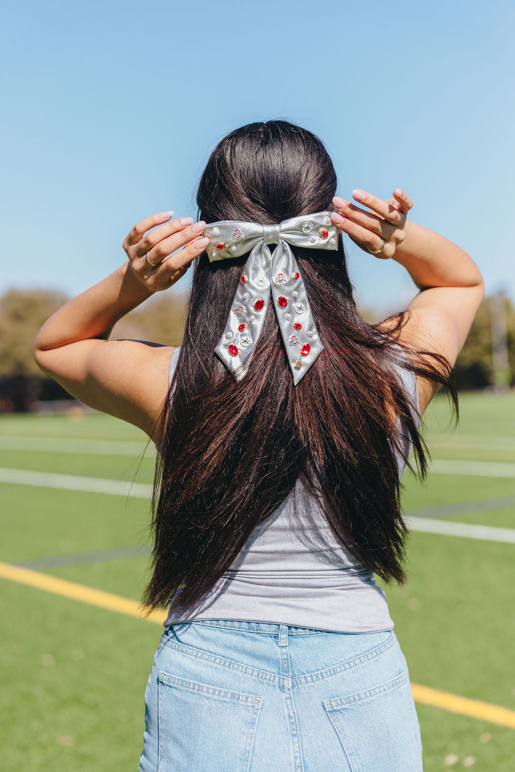 Ohio State Silver Bow Barrette