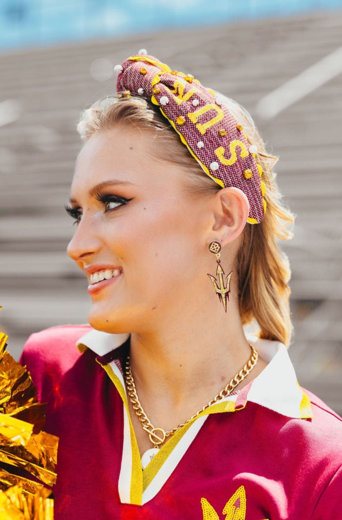 Arizona State Gold Glitter Logo Earrings