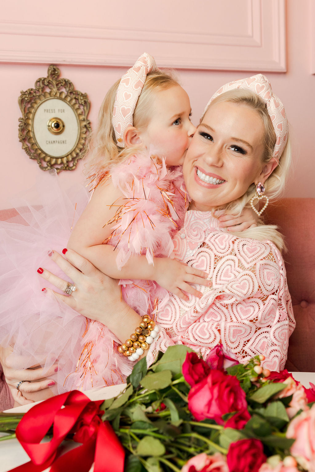 BC x Stylin Brunette -  Blush Pink Jewel & Pearl Heart Earrings