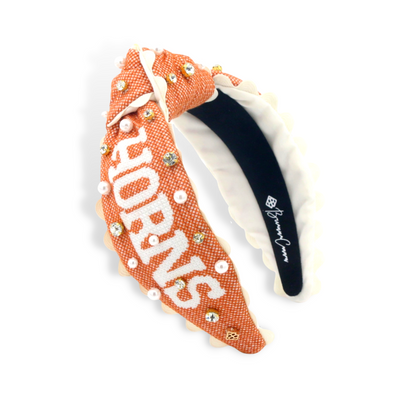 Texas Adult Size HOOK'EM HORNS Cross Stitch Headband