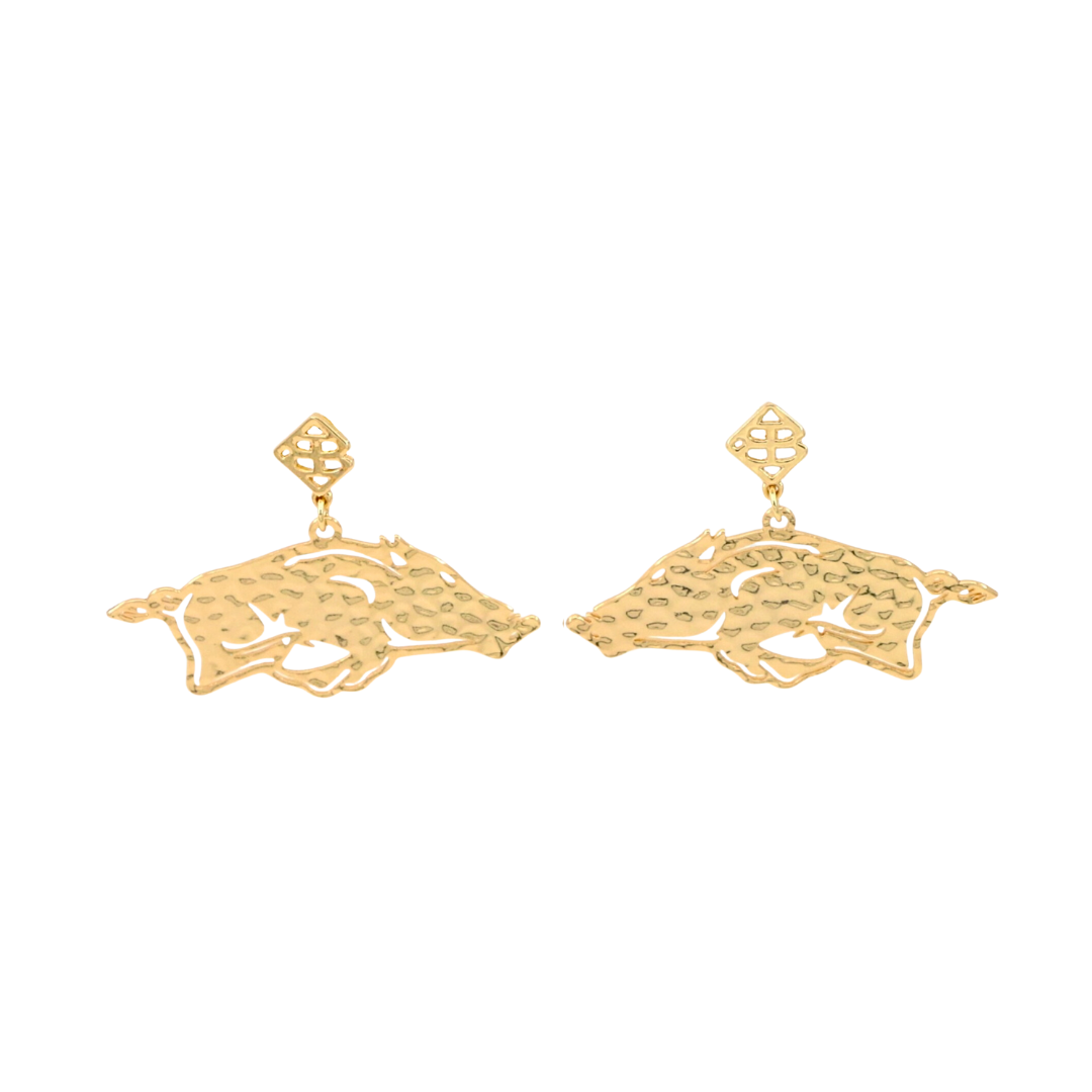 Arkansas Gold Running Razorback Earring with BC Logo