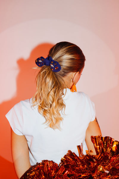 Denver Broncos Navy Logo Bow Scrunchie