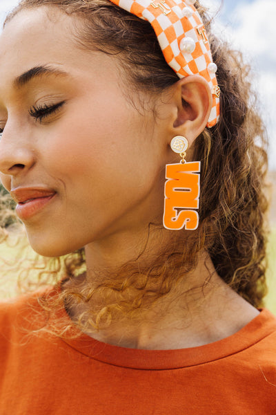 University of Tennessee Orange and White VOLS Earrings