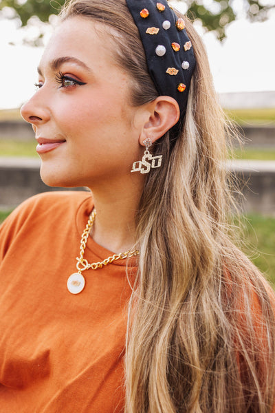 Oklahoma State Silver Logo Earring with BC Logo