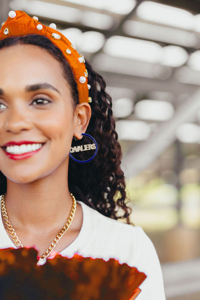 Virginia Navy Pavé Hoop Earrings