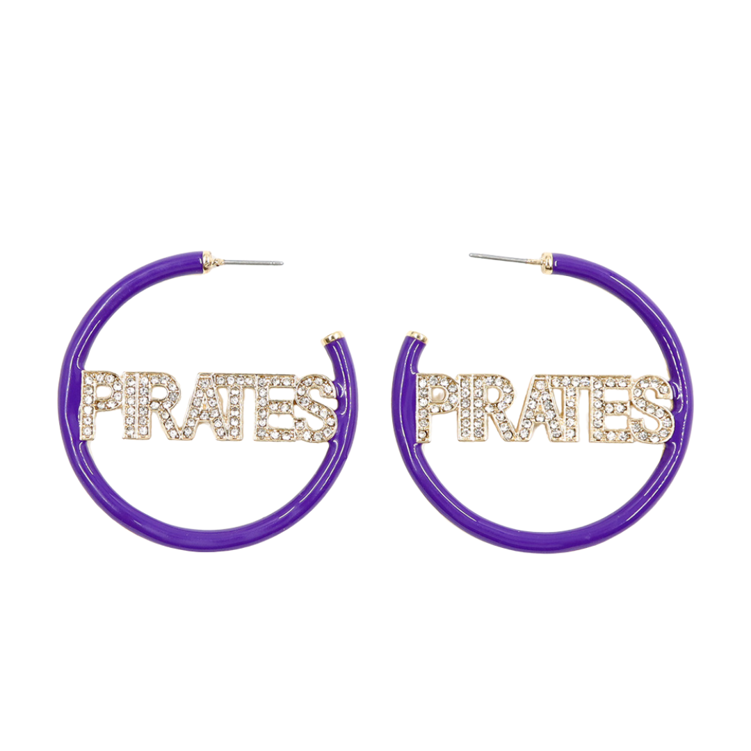 ECU Purple Pavé Hoop Earrings