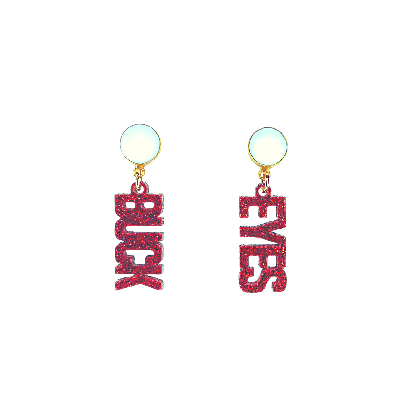 Ohio State Mini Red Glitter BUCK EYES Earrings