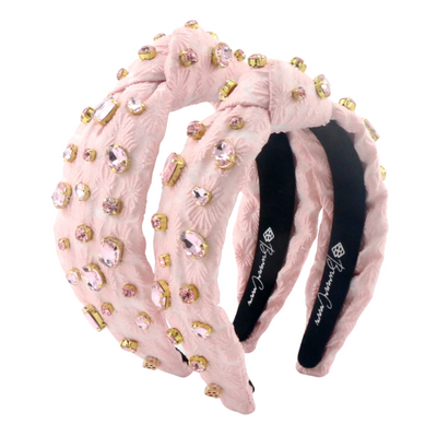 Adult Size Light Pink Textured Headband with Crystals