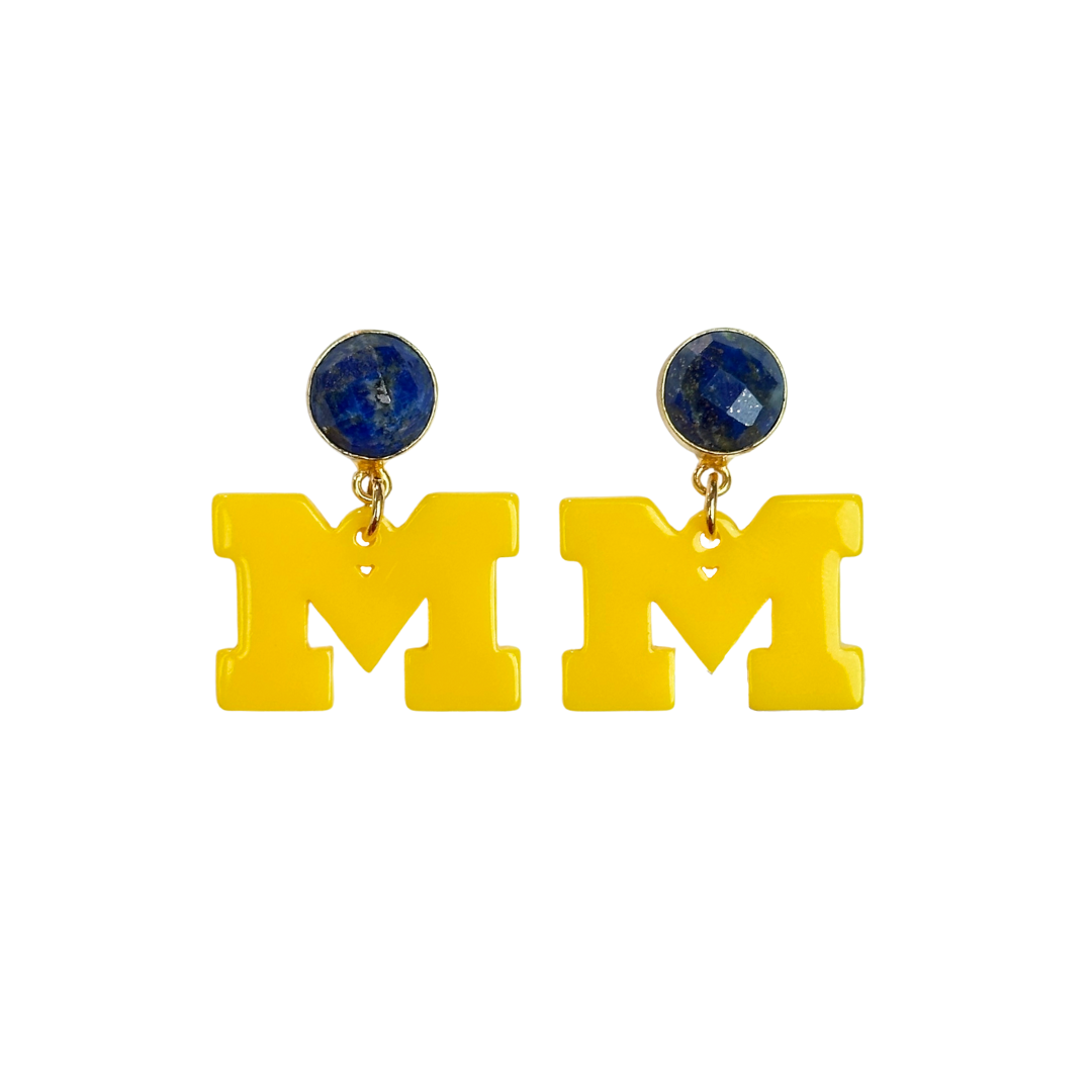 Michigan Mini Maize Logo Earrings