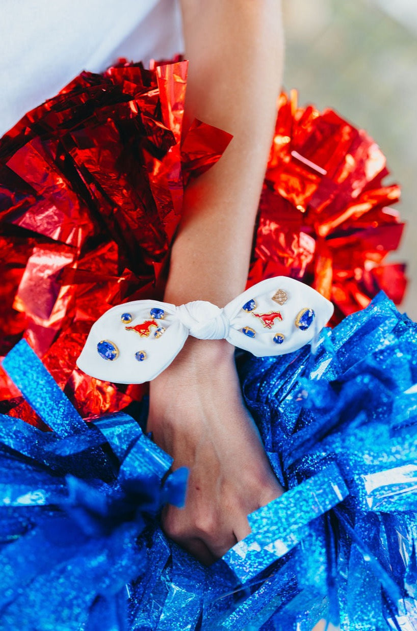 SMU White Logo Bow Scrunchie