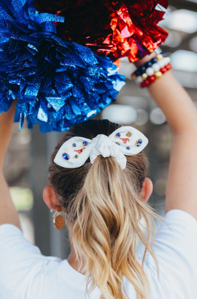 SMU White Logo Bow Scrunchie