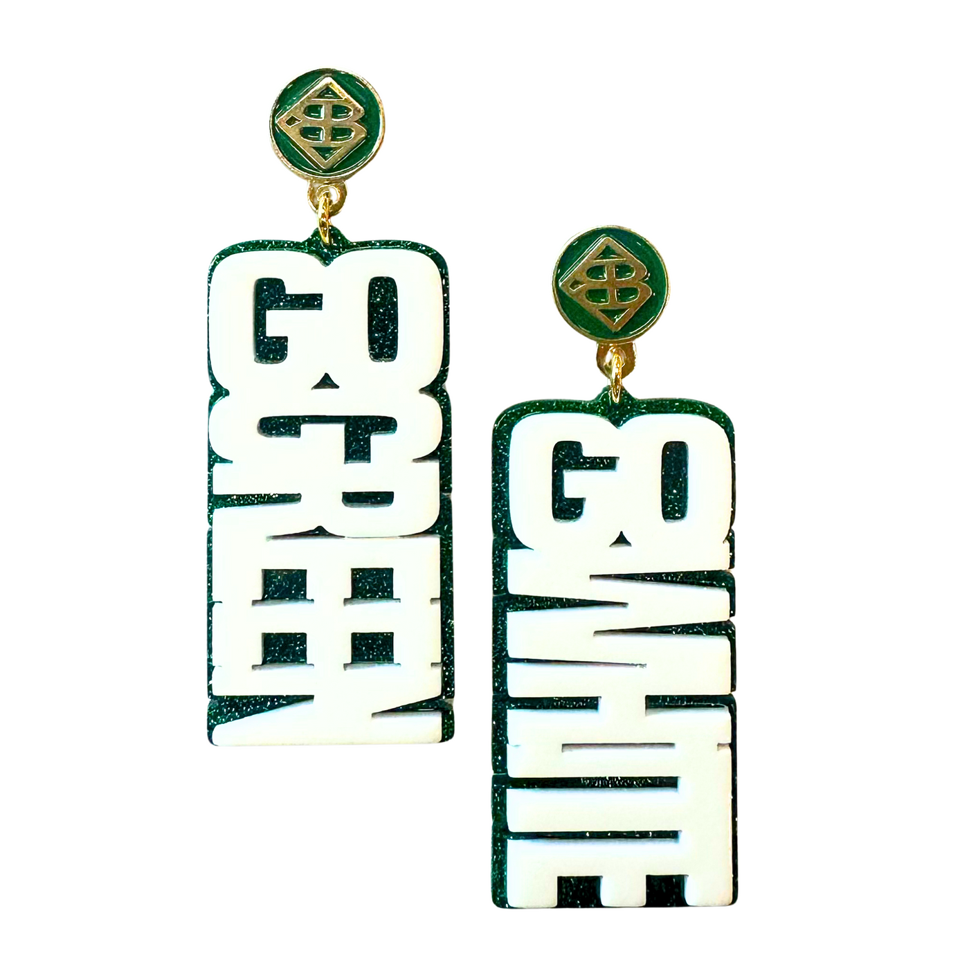 Michigan State White GO GREEN GO WHITE Earrings