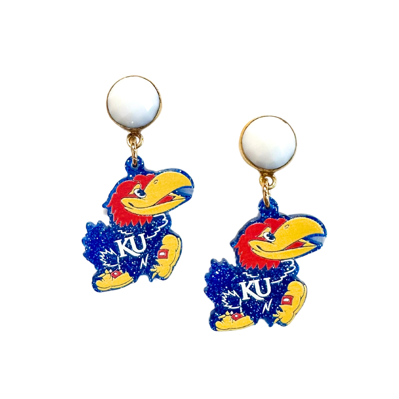 Kansas Mini Jayhawk Logo Earrings